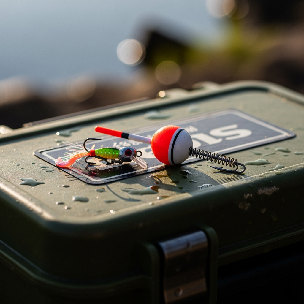 Small crappie jig lure and bobber setup for beginner crappie fishing
