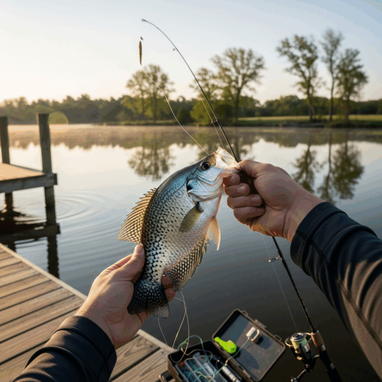 person holding a crappie fish caught on ultralight spinning 20260331 082743